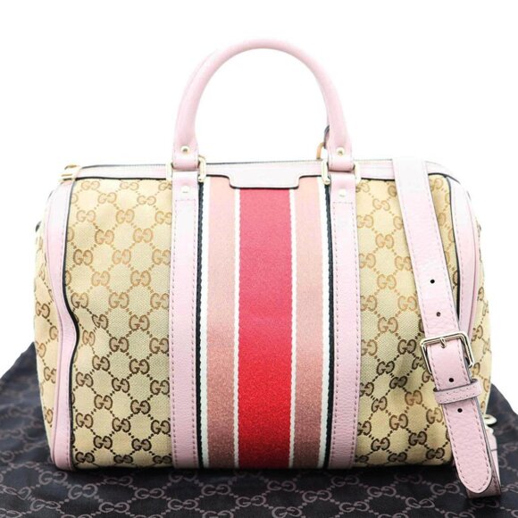 GUCCI Vintage Web Joy Medium GG Canvas Boston Bag Ebony 274205 - Picture 3 of 13